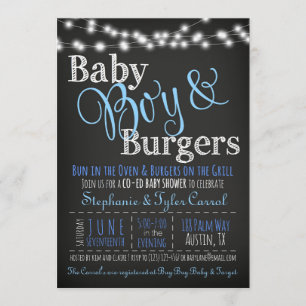 Baby Boy Burgers BBQ Douche Invitation Carte Livre