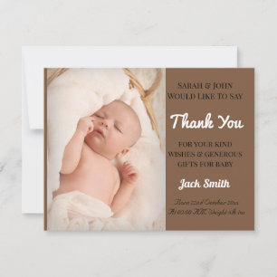 Baby Boy Carte de remerciements Brown