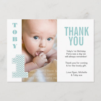 Baby Boy Chevron 1er anniversaire Merci Carte phot