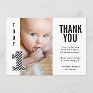 Baby Boy Chevron 1er anniversaire Merci Carte phot