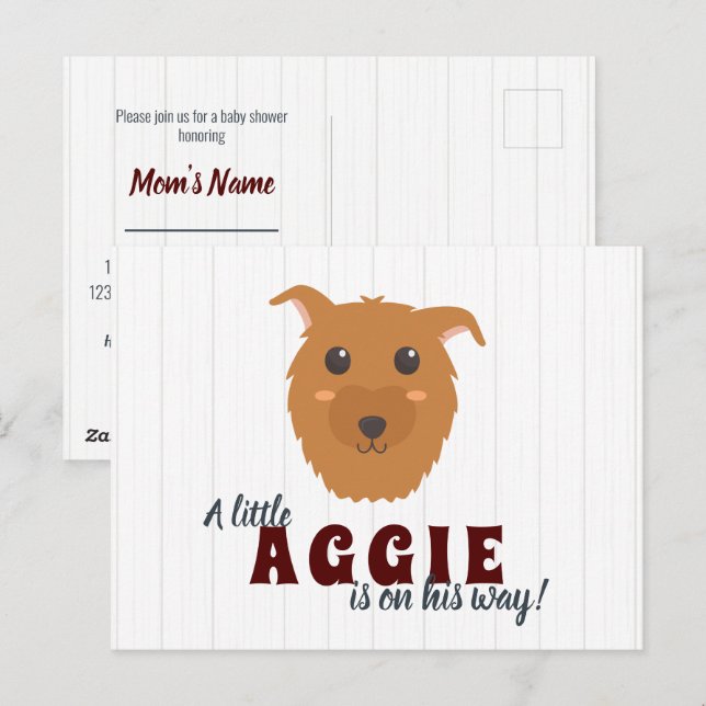 Baby Boy Chien Maroon Baby shower Invitation (Devant / Derrière)