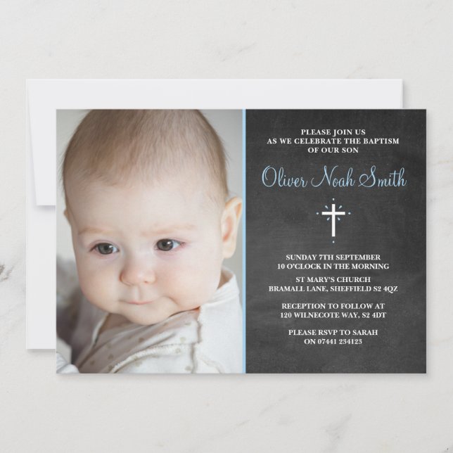 Baby Boy Christening/Baptism Invitation (Devant)