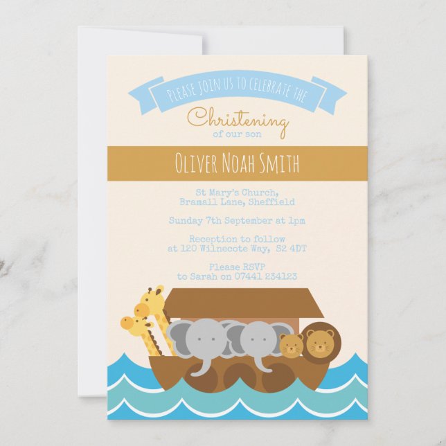 Baby Boy Christening/Baptism Invitation (Devant)
