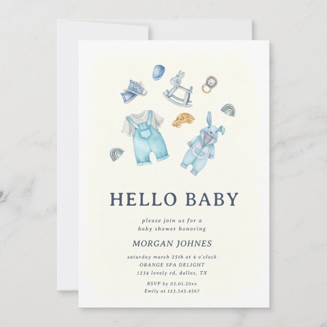 Baby Boy Clothes Nursery baby shower invitation (Devant)