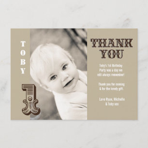 Baby Boy Cowboy 1er Birthday Merci Carte photo