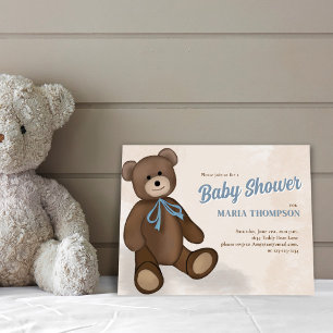 Baby Boy Cute Blue Douche Invitations