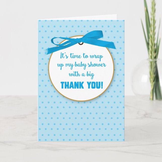Baby Boy Douche Cadeau Merci bleu ruban numérique (Devant)