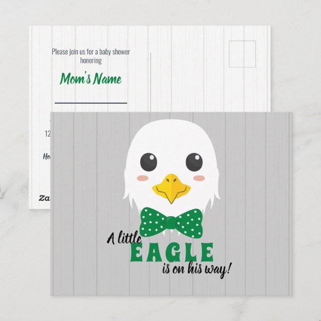 Baby Boy Eagle Green Baby shower Invitation (Devant / Derrière)