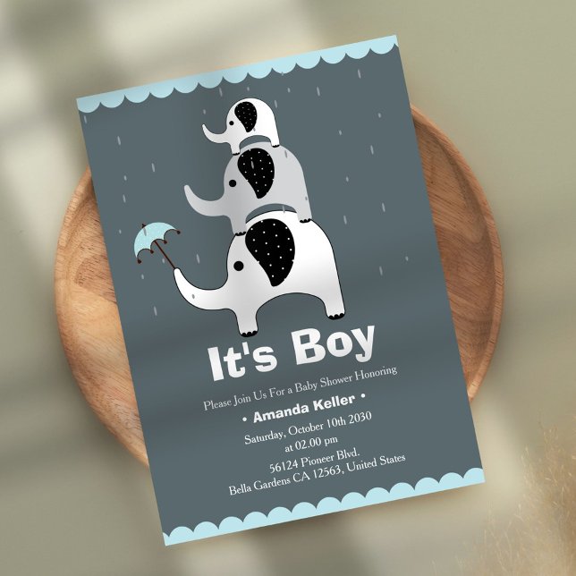 Baby Boy Elephant Shower Invitation (Créateur téléchargé)