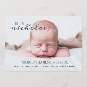 Baby Boy Faire-part de naissance Simple Mignonne