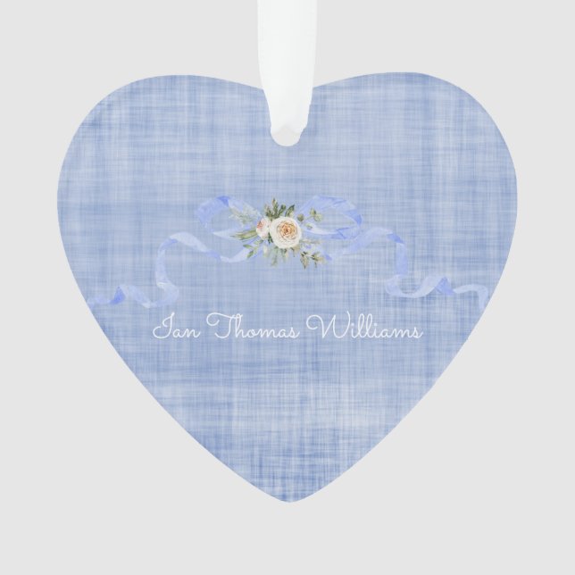 Baby Boy Faire-part Pastel Blue Bow NAME Sweet (devant)