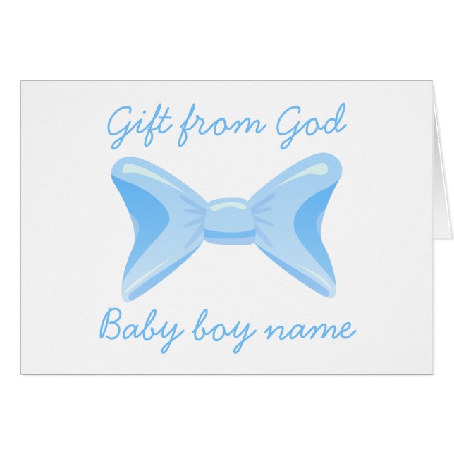 Baby boy Gift from God Blue bow Bible verse (Devant horizontal)