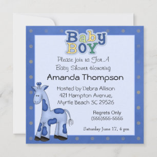 Baby Boy Giraffe Douche Invitations