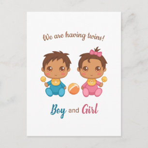 Baby Boy Girl Twins Faire-part Carte postale