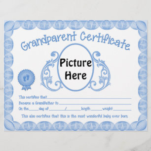 Baby boy Grand-parents en-tête du certificat