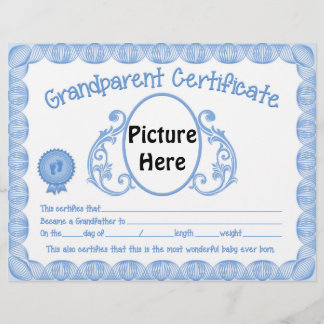 Baby boy Grand-parents en-tête du certificat