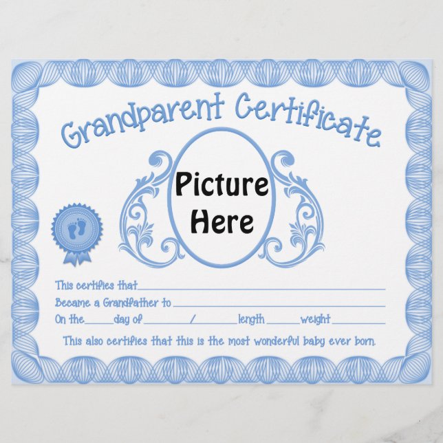 Baby boy Grand-parents en-tête du certificat (Devant)