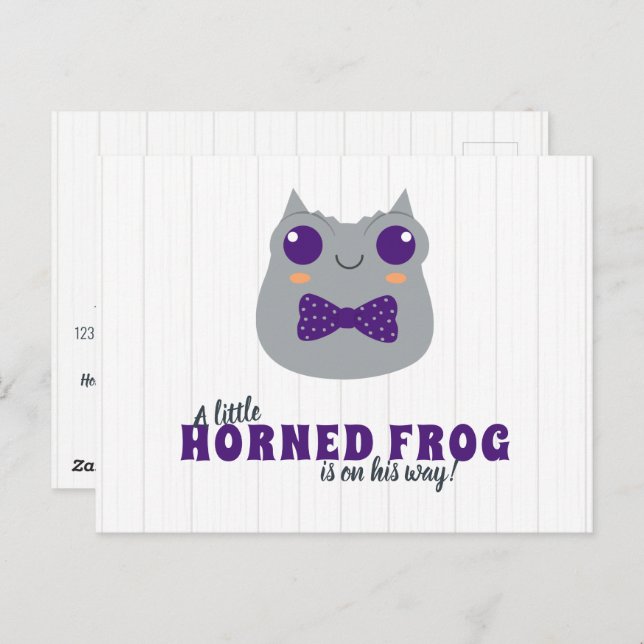 Baby Boy Horned Frog Purple Baby shower Invitation (Devant / Derrière)