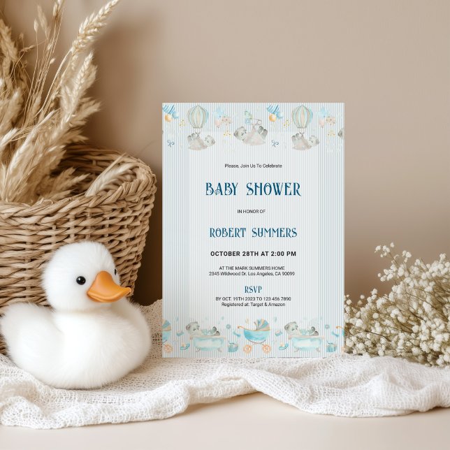 Baby Boy Modern Shower Invitation (Créateur téléchargé)