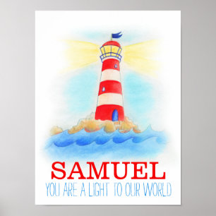 Baby boy nursery phare citation poster