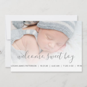 Baby Boy Photo Faire-part de naissance Quatrefoil
