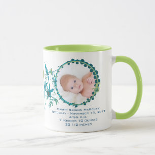 Baby Boy Photo Mug Baby Stats mignons Oiseaux