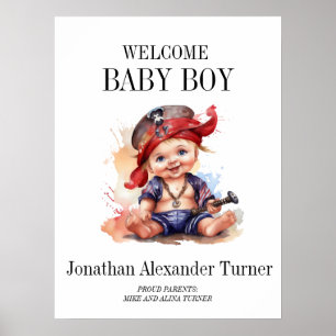 Baby Boy Pirate Welcome Hospital Poster de porte