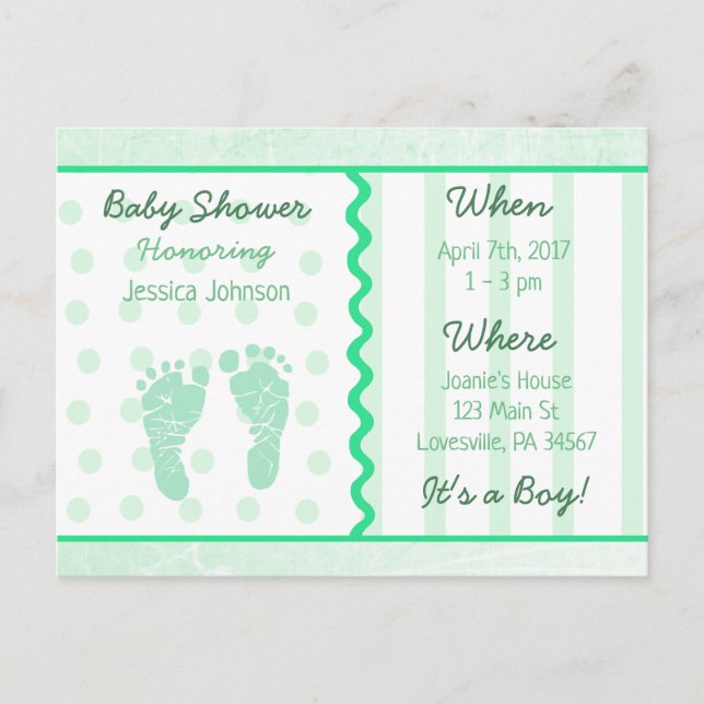 Baby Boy Sage Green Baby shower Invitation (Devant)