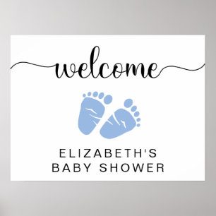Baby Boy Shower Blue Feet Affiche de bienvenue