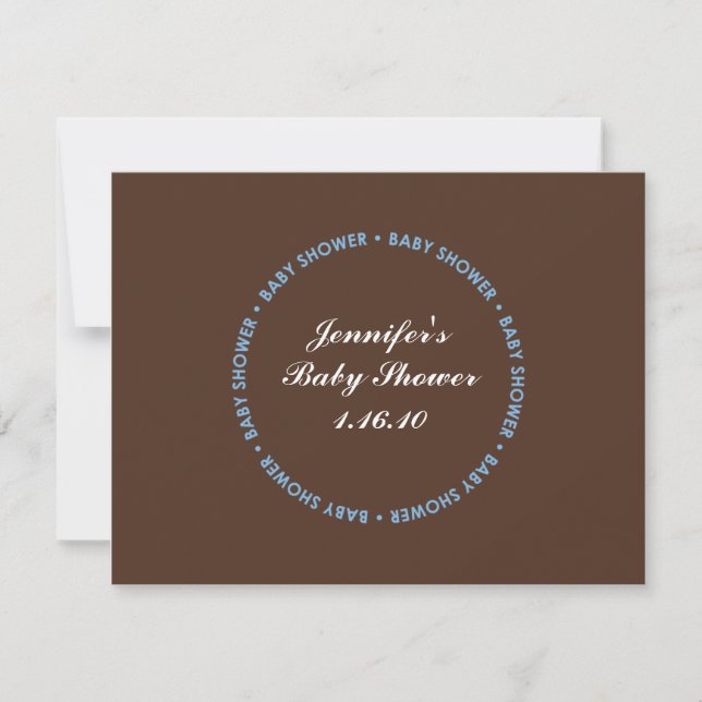 Baby Boy Shower Carte RSVP Brown avec nom et date (Devant)