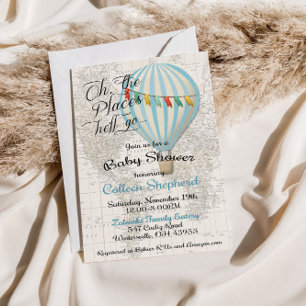 Baby Boy Shower Hot Air Balloon Invitation
