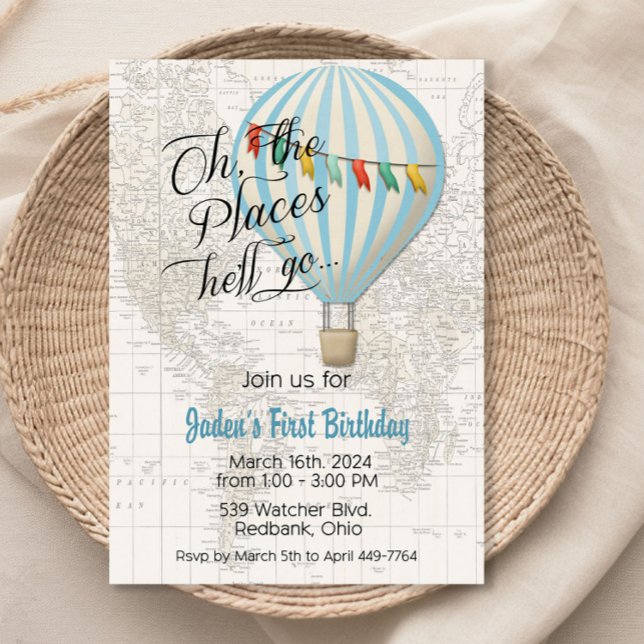 Baby Boy Shower Hot Air Balloon Invitation (Créateur téléchargé)