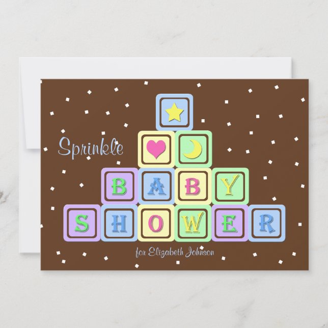 Baby Boy Sprinkle Douche Invitation Blocs bébé (Devant)