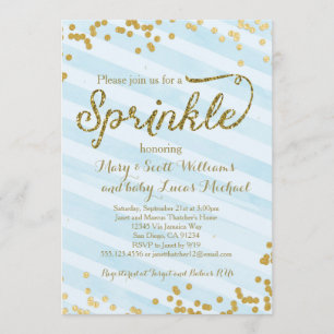 Baby Boy Sprinkle Douche Invitation or bleu