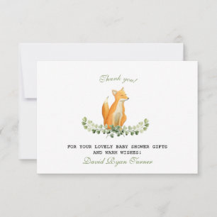 Baby Boy Sweet Fox bois Baby shower Merci