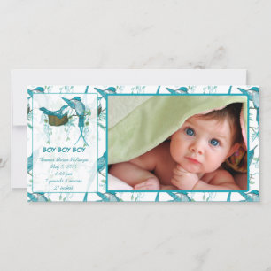 Baby Boy Vintage Baby Bird Picture Faire-part