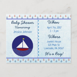 Baby Boy Voilier Blue Baby shower Invitation
