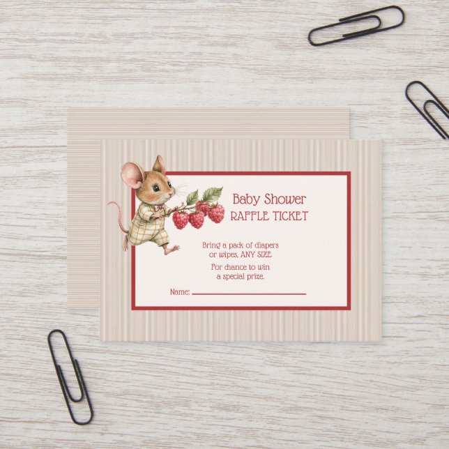 Baby Boy Woodland Animal Raffle Ticket (Devant/Arrière en situation)