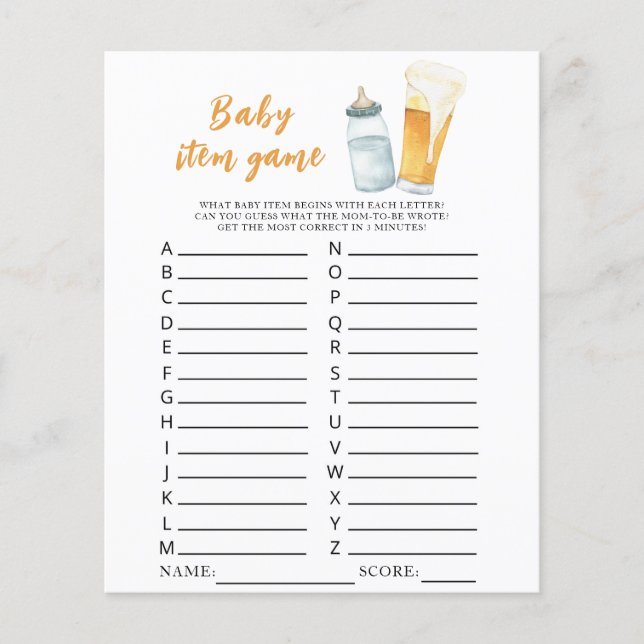 Baby brasse de la bière baby shower Baby Item Game (Devant)