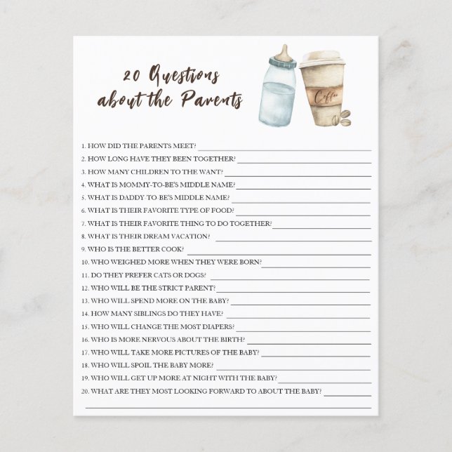 Baby brasse du café - 20 questions sur le parent (Devant)