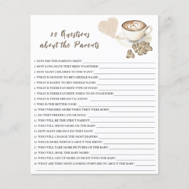 Baby brasse du café - 20 questions sur le parent (Devant)