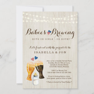Baby Brewing Twins Genre Revela Party Invitation