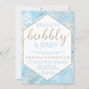 Baby Brunch Baby shower en marbre bleu Invitation