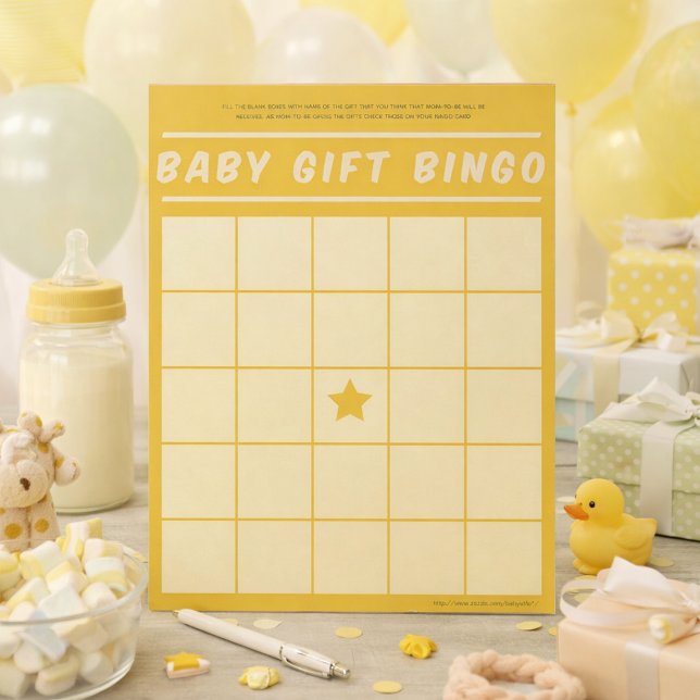 Baby-Cadeau Bingo Baby shower Jeu Bloc-notes jaune (Créateur téléchargé)