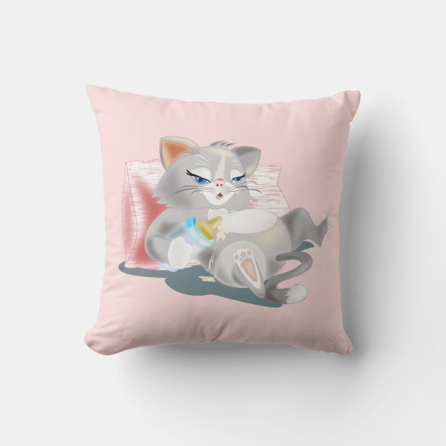 Baby Cat Funny Lrow Oreiller - Personnalisable (Recto)