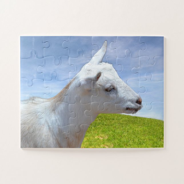 Baby Chèvre sur un puzzle d'enfant de ferme (Horizontal)