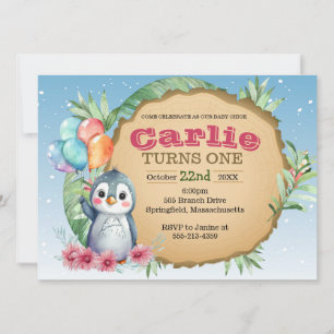 Baby Chick Penguin Invitation d'anniversaire