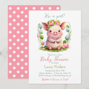 Baby Cochon Girl Baby shower Invitation