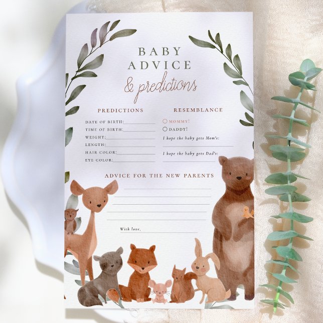 Baby Conseils & Prédictions Baby Shower Forestière (Créateur téléchargé)