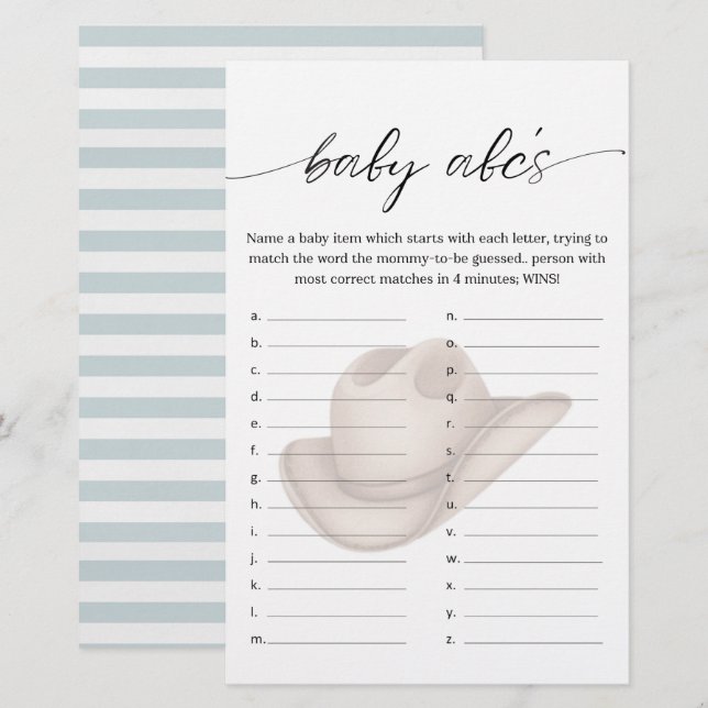 Baby Cowboy ABC Jeu de Douche avec Bleu (Devant / Derrière)